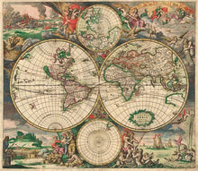 60242_C1_- titled 'World Map 1689' by artist Vintage Reproduction - Wall Art Print on Textured Fine Art Canvas or Paper - Digital Giclee reproduction of art painting. Red Sky Art is India's Online Art Gallery for Home Decor - V413