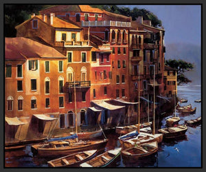 222007_FB1 'Mediterranean Port' by artist Michael OToole - Wall Art Print on Textured Fine Art Canvas or Paper - Digital Giclee reproduction of art painting. Red Sky Art is India's Online Art Gallery for Home Decor - 111_2790