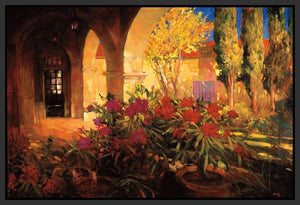 222039_FB1 'Twilight Courtyard' by artist Philip Craig - Wall Art Print on Textured Fine Art Canvas or Paper - Digital Giclee reproduction of art painting. Red Sky Art is India's Online Art Gallery for Home Decor - 111_8800