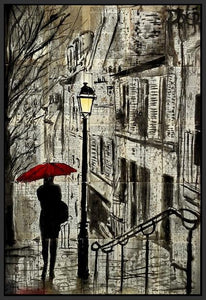 60086_FB1_- titled 'The Walk Home' by artist Loui Jover - Wall Art Print on Textured Fine Art Canvas or Paper - Digital Giclee reproduction of art painting. Red Sky Art is India's Online Art Gallery for Home Decor - J862