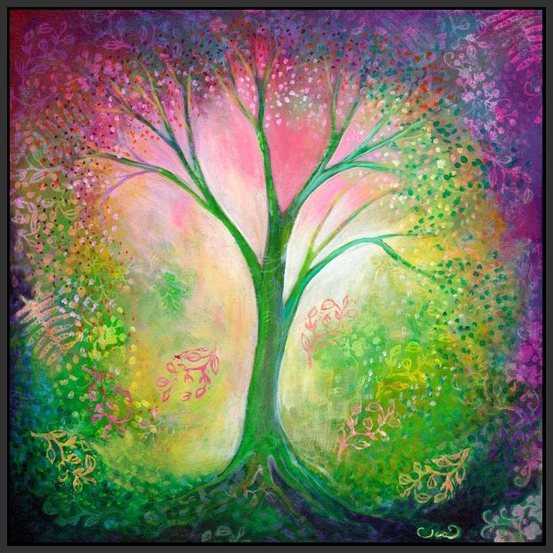 60025_FB1_- titled 'Tree of Tranquility' by artist  Jennifer Lommers - Wall Art Print on Textured Fine Art Canvas or Paper - Digital Giclee reproduction of art painting. Red Sky Art is India's Online Art Gallery for Home Decor - L4607