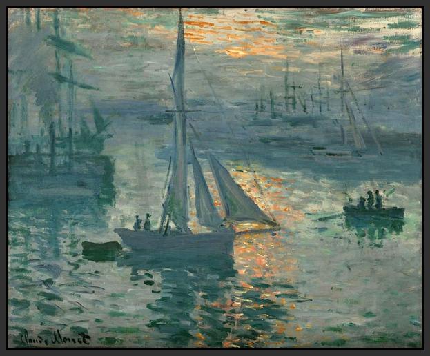 60045_FB1_- titled 'Sunrise (Marine), 1873' by artist  Claude Monet - Wall Art Print on Textured Fine Art Canvas or Paper - Digital Giclee reproduction of art painting. Red Sky Art is India's Online Art Gallery for Home Decor - M3242