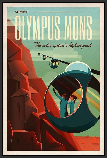 60097_FB1_- titled 'Space X Mars Tourism Poster for Olympus Mons' by artist Vintage Reproduction - Wall Art Print on Textured Fine Art Canvas or Paper - Digital Giclee reproduction of art painting. Red Sky Art is India's Online Art Gallery for Home Decor - V1842