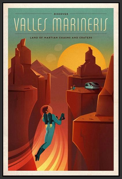 60099_FB1_- titled 'Space X Mars Tourism Poster for Valles Marineris' by artist Vintage Reproduction - Wall Art Print on Textured Fine Art Canvas or Paper - Digital Giclee reproduction of art painting. Red Sky Art is India's Online Art Gallery for Home Decor - V1844