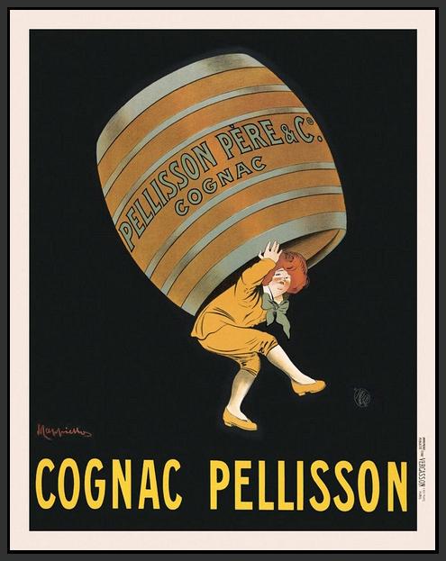60203_FB1_- titled 'Cognac Pellisson' by artist Vintage Posters - Wall Art Print on Textured Fine Art Canvas or Paper - Digital Giclee reproduction of art painting. Red Sky Art is India's Online Art Gallery for Home Decor - V395
