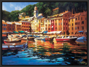 222025_FB2 'Portofino Colors' by artist Michael OToole - Wall Art Print on Textured Fine Art Canvas or Paper - Digital Giclee reproduction of art painting. Red Sky Art is India's Online Art Gallery for Home Decor - 111_8096