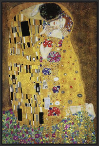 60213_FB2_- titled 'The Kiss' by artist Gustav Klimt - Wall Art Print on Textured Fine Art Canvas or Paper - Digital Giclee reproduction of art painting. Red Sky Art is India's Online Art Gallery for Home Decor - K349