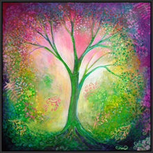 60025_FB2_- titled 'Tree of Tranquility' by artist  Jennifer Lommers - Wall Art Print on Textured Fine Art Canvas or Paper - Digital Giclee reproduction of art painting. Red Sky Art is India's Online Art Gallery for Home Decor - L4607