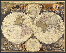60182_FB2_- titled 'New World Map, 17th Century' by artist Visscher - Wall Art Print on Textured Fine Art Canvas or Paper - Digital Giclee reproduction of art painting. Red Sky Art is India's Online Art Gallery for Home Decor - V114