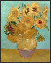 60186_FB2_- titled 'Vase with Twelve Sunflowers, 1889' by artist Vincent van Gogh - Wall Art Print on Textured Fine Art Canvas or Paper - Digital Giclee reproduction of art painting. Red Sky Art is India's Online Art Gallery for Home Decor - V1736