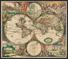 60242_FB2_- titled 'World Map 1689' by artist Vintage Reproduction - Wall Art Print on Textured Fine Art Canvas or Paper - Digital Giclee reproduction of art painting. Red Sky Art is India's Online Art Gallery for Home Decor - V413