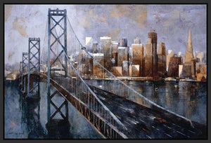222244_FB3 'The Bay Bridge' by artist Marti Bofarull - Wall Art Print on Textured Fine Art Canvas or Paper - Digital Giclee reproduction of art painting. Red Sky Art is India's Online Art Gallery for Home Decor - 111_BMP337