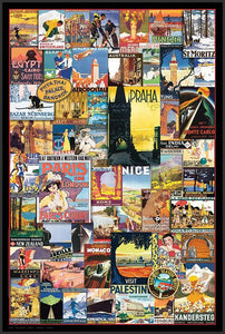 40002_FB3_- titled 'Vintage Poster Collage' by artist Anonymous - Wall Art Print on Textured Fine Art Canvas or Paper - Digital Giclee reproduction of art painting. Red Sky Art is India's Online Art Gallery for Home Decor - 43_1750-0755