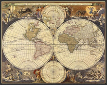 60182_FB3_- titled 'New World Map, 17th Century' by artist Visscher - Wall Art Print on Textured Fine Art Canvas or Paper - Digital Giclee reproduction of art painting. Red Sky Art is India's Online Art Gallery for Home Decor - V114