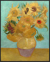 60186_FB3_- titled 'Vase with Twelve Sunflowers, 1889' by artist Vincent van Gogh - Wall Art Print on Textured Fine Art Canvas or Paper - Digital Giclee reproduction of art painting. Red Sky Art is India's Online Art Gallery for Home Decor - V1736