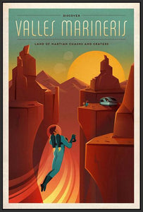 60099_FB3_- titled 'Space X Mars Tourism Poster for Valles Marineris' by artist Vintage Reproduction - Wall Art Print on Textured Fine Art Canvas or Paper - Digital Giclee reproduction of art painting. Red Sky Art is India's Online Art Gallery for Home Decor - V1844