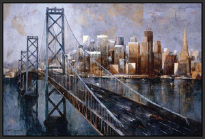 222244_FB5 'The Bay Bridge' by artist Marti Bofarull - Wall Art Print on Textured Fine Art Canvas or Paper - Digital Giclee reproduction of art painting. Red Sky Art is India's Online Art Gallery for Home Decor - 111_BMP337