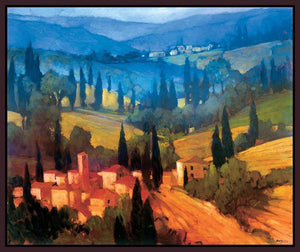222006_FD1 'Tuscan Valley View' by artist Philip Craig - Wall Art Print on Textured Fine Art Canvas or Paper - Digital Giclee reproduction of art painting. Red Sky Art is India's Online Art Gallery for Home Decor - 111_2309