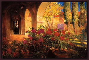 222039_FD1 'Twilight Courtyard' by artist Philip Craig - Wall Art Print on Textured Fine Art Canvas or Paper - Digital Giclee reproduction of art painting. Red Sky Art is India's Online Art Gallery for Home Decor - 111_8800