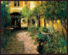 222001_FD5 'Courtyard - Alsace' by artist Philip Craig - Wall Art Print on Textured Fine Art Canvas or Paper - Digital Giclee reproduction of art painting. Red Sky Art is India's Online Art Gallery for Home Decor - 111_2214