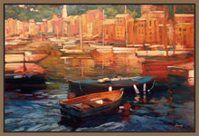 222066_FN1 'Anchored Boats - Portofino' by artist Philip Craig - Wall Art Print on Textured Fine Art Canvas or Paper - Digital Giclee reproduction of art painting. Red Sky Art is India's Online Art Gallery for Home Decor - 111_12441