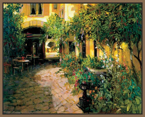 222001_FN1 'Courtyard - Alsace' by artist Philip Craig - Wall Art Print on Textured Fine Art Canvas or Paper - Digital Giclee reproduction of art painting. Red Sky Art is India's Online Art Gallery for Home Decor - 111_2214