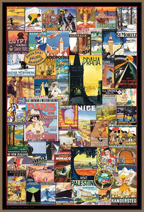 40002_FN1_- titled 'Vintage Poster Collage' by artist Anonymous - Wall Art Print on Textured Fine Art Canvas or Paper - Digital Giclee reproduction of art painting. Red Sky Art is India's Online Art Gallery for Home Decor - 43_1750-0755