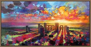 45112_FN1 - titled 'Stonehenge Equinox' by artist Scott Naismith - Wall Art Print on Textured Fine Art Canvas or Paper - Digital Giclee reproduction of art painting. Red Sky Art is India's Online Art Gallery for Home Decor - 55_WDC93336