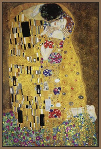 60213_FN1_- titled 'The Kiss' by artist Gustav Klimt - Wall Art Print on Textured Fine Art Canvas or Paper - Digital Giclee reproduction of art painting. Red Sky Art is India's Online Art Gallery for Home Decor - K349