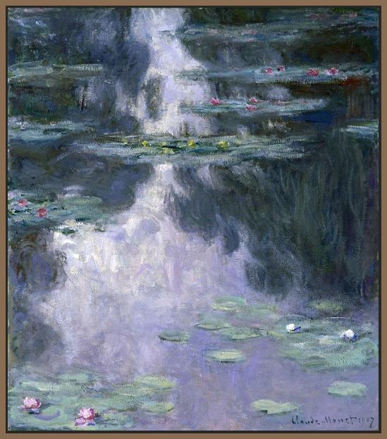 60224_FN1_- titled 'Water Lilies (Nympheas), 1907 ' by artist  Claude Monet - Wall Art Print on Textured Fine Art Canvas or Paper - Digital Giclee reproduction of art painting. Red Sky Art is India's Online Art Gallery for Home Decor - M2606