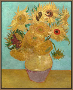 60186_FN1_- titled 'Vase with Twelve Sunflowers, 1889' by artist Vincent van Gogh - Wall Art Print on Textured Fine Art Canvas or Paper - Digital Giclee reproduction of art painting. Red Sky Art is India's Online Art Gallery for Home Decor - V1736