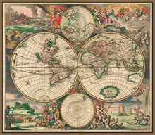 60242_FN1_- titled 'World Map 1689' by artist Vintage Reproduction - Wall Art Print on Textured Fine Art Canvas or Paper - Digital Giclee reproduction of art painting. Red Sky Art is India's Online Art Gallery for Home Decor - V413