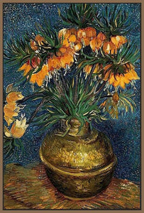 60207_FN1_- titled 'Crown Imperial Fritillaries in a Copper Vase, 1886' by artist Vincent van Gogh - Wall Art Print on Textured Fine Art Canvas or Paper - Digital Giclee reproduction of art painting. Red Sky Art is India's Online Art Gallery for Home Decor - V432