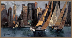 222241_FN2 'Sailboats in Manhattan I' by artist Marti Bofarull - Wall Art Print on Textured Fine Art Canvas or Paper - Digital Giclee reproduction of art painting. Red Sky Art is India's Online Art Gallery for Home Decor - 111_BMP306
