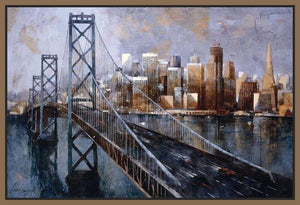 222244_FN2 'The Bay Bridge' by artist Marti Bofarull - Wall Art Print on Textured Fine Art Canvas or Paper - Digital Giclee reproduction of art painting. Red Sky Art is India's Online Art Gallery for Home Decor - 111_BMP337