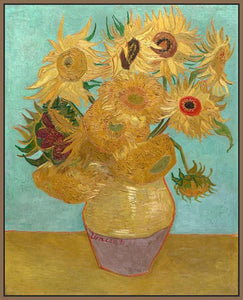60186_FN2_- titled 'Vase with Twelve Sunflowers, 1889' by artist Vincent van Gogh - Wall Art Print on Textured Fine Art Canvas or Paper - Digital Giclee reproduction of art painting. Red Sky Art is India's Online Art Gallery for Home Decor - V1736