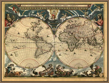 60157_FN2_- titled 'World Map 1664' by artist Vintage Reproduction - Wall Art Print on Textured Fine Art Canvas or Paper - Digital Giclee reproduction of art painting. Red Sky Art is India's Online Art Gallery for Home Decor - V420