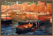 222066_FN3 'Anchored Boats - Portofino' by artist Philip Craig - Wall Art Print on Textured Fine Art Canvas or Paper - Digital Giclee reproduction of art painting. Red Sky Art is India's Online Art Gallery for Home Decor - 111_12441
