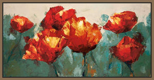 222120_FN3 'Poppies On Slate' by artist Peter Colbert - Wall Art Print on Textured Fine Art Canvas or Paper - Digital Giclee reproduction of art painting. Red Sky Art is India's Online Art Gallery for Home Decor - 111_16123