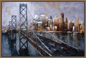 222244_FN3 'The Bay Bridge' by artist Marti Bofarull - Wall Art Print on Textured Fine Art Canvas or Paper - Digital Giclee reproduction of art painting. Red Sky Art is India's Online Art Gallery for Home Decor - 111_BMP337