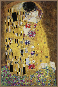 60213_FN3_- titled 'The Kiss' by artist Gustav Klimt - Wall Art Print on Textured Fine Art Canvas or Paper - Digital Giclee reproduction of art painting. Red Sky Art is India's Online Art Gallery for Home Decor - K349