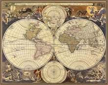 60182_FN3_- titled 'New World Map, 17th Century' by artist Visscher - Wall Art Print on Textured Fine Art Canvas or Paper - Digital Giclee reproduction of art painting. Red Sky Art is India's Online Art Gallery for Home Decor - V114