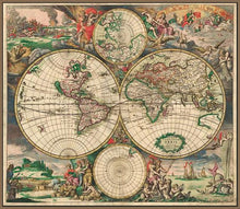 60242_FN3_- titled 'World Map 1689' by artist Vintage Reproduction - Wall Art Print on Textured Fine Art Canvas or Paper - Digital Giclee reproduction of art painting. Red Sky Art is India's Online Art Gallery for Home Decor - V413