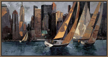 222241_FN4 'Sailboats in Manhattan I' by artist Marti Bofarull - Wall Art Print on Textured Fine Art Canvas or Paper - Digital Giclee reproduction of art painting. Red Sky Art is India's Online Art Gallery for Home Decor - 111_BMP306