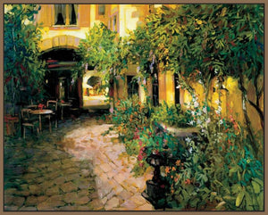 222001_FN5 'Courtyard - Alsace' by artist Philip Craig - Wall Art Print on Textured Fine Art Canvas or Paper - Digital Giclee reproduction of art painting. Red Sky Art is India's Online Art Gallery for Home Decor - 111_2214