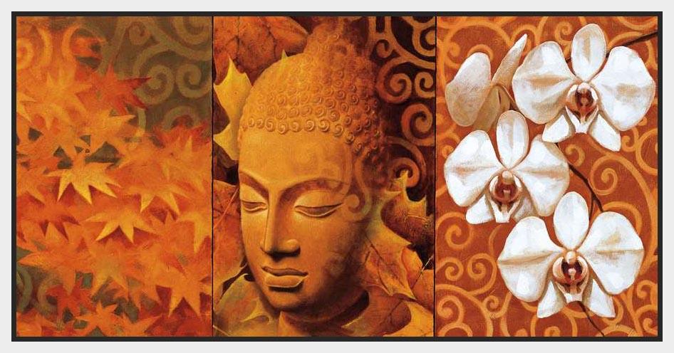 222073_FW1 'Buddha Panel II' by artist Keith Mallett - Wall Art Print on Textured Fine Art Canvas or Paper - Digital Giclee reproduction of art painting. Red Sky Art is India's Online Art Gallery for Home Decor - 111_12474