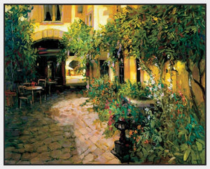 222001_FW1 'Courtyard - Alsace' by artist Philip Craig - Wall Art Print on Textured Fine Art Canvas or Paper - Digital Giclee reproduction of art painting. Red Sky Art is India's Online Art Gallery for Home Decor - 111_2214