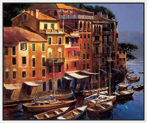222007_FW1 'Mediterranean Port' by artist Michael OToole - Wall Art Print on Textured Fine Art Canvas or Paper - Digital Giclee reproduction of art painting. Red Sky Art is India's Online Art Gallery for Home Decor - 111_2790