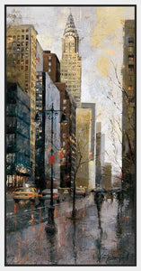 222245_FW1 'Rainy Day in Manhattan' by artist Marti Bofarull - Wall Art Print on Textured Fine Art Canvas or Paper - Digital Giclee reproduction of art painting. Red Sky Art is India's Online Art Gallery for Home Decor - 111_BMP350