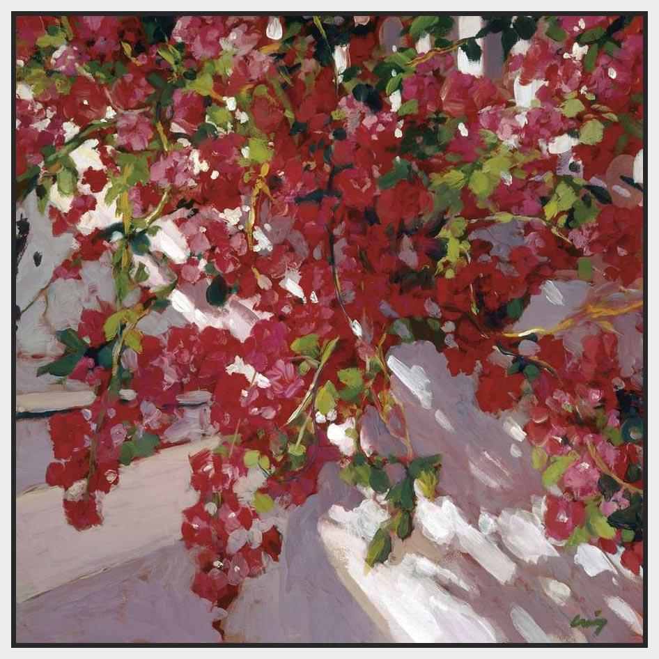 222316_FW1 'Hanging Flowers' by artist Philip Craig - Wall Art Print on Textured Fine Art Canvas or Paper - Digital Giclee reproduction of art painting. Red Sky Art is India's Online Art Gallery for Home Decor - 111_POD5030